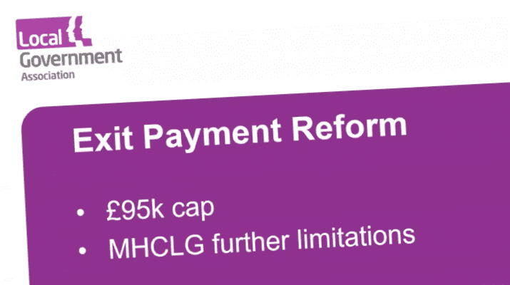 Purple graphic with text about Exit payment reform