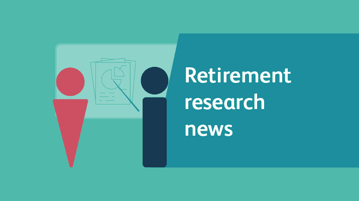 Characters , pie chart and words retirement research news