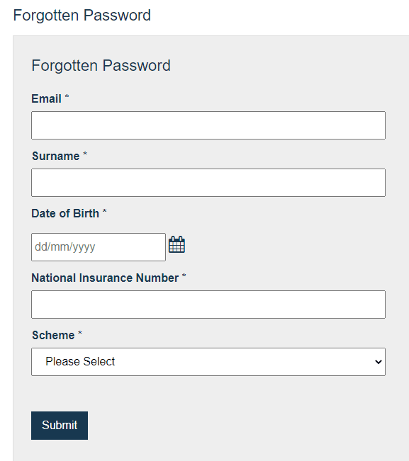 forgotten password